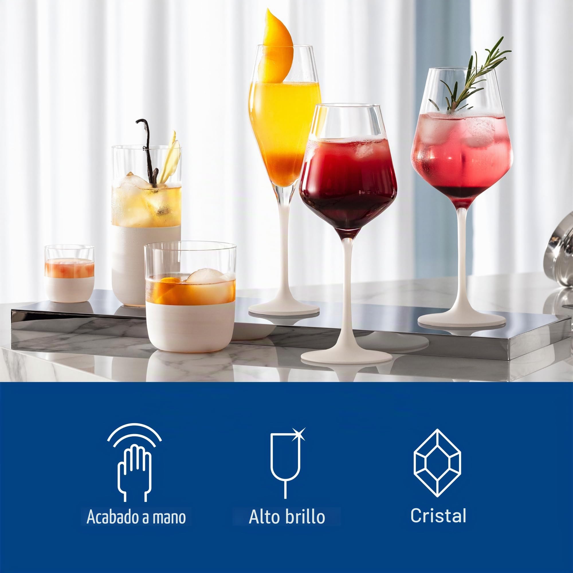 Villeroy & Boch - Manufacture Rock blanc Juego de copas de vino tinto, 4 piezas. Juego de copas para vino tinto, 470 ml, Cristal, Aspecto de pizarra blanco mate
