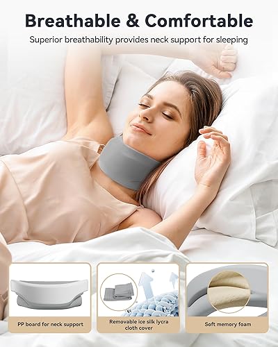 Miniatura 5 de BETOVIN Soporte cervical para el cuello, soporte para el cuello para dormir, envolturas de espuma suave que mantienen las vértebras estables y