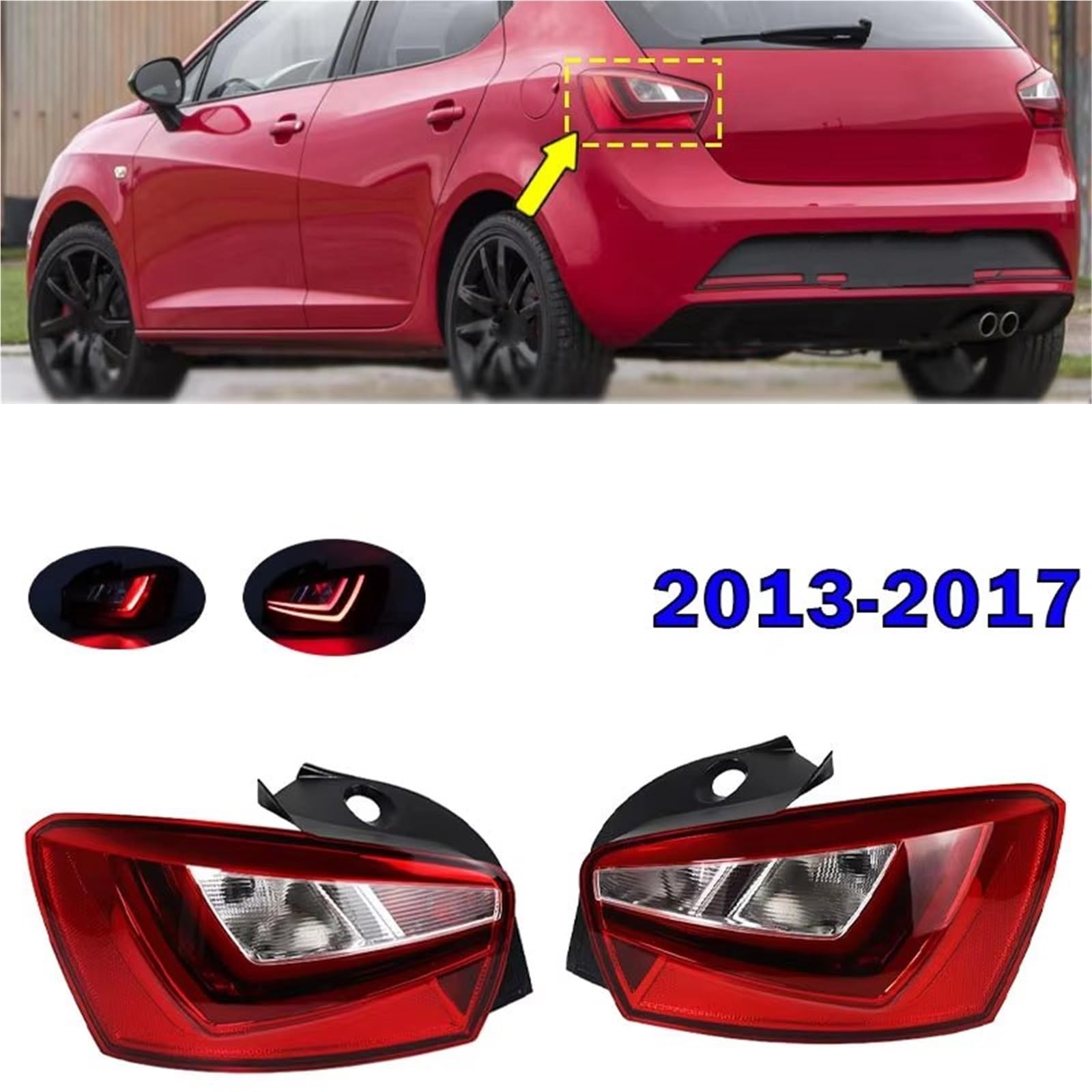 Faro Trasero Para Seat Para Ibiza 2013 2014 2015 2016 2017 Luz Trasera De Señal Giro Freno LED Automática Iuces Traseras(Only Left)