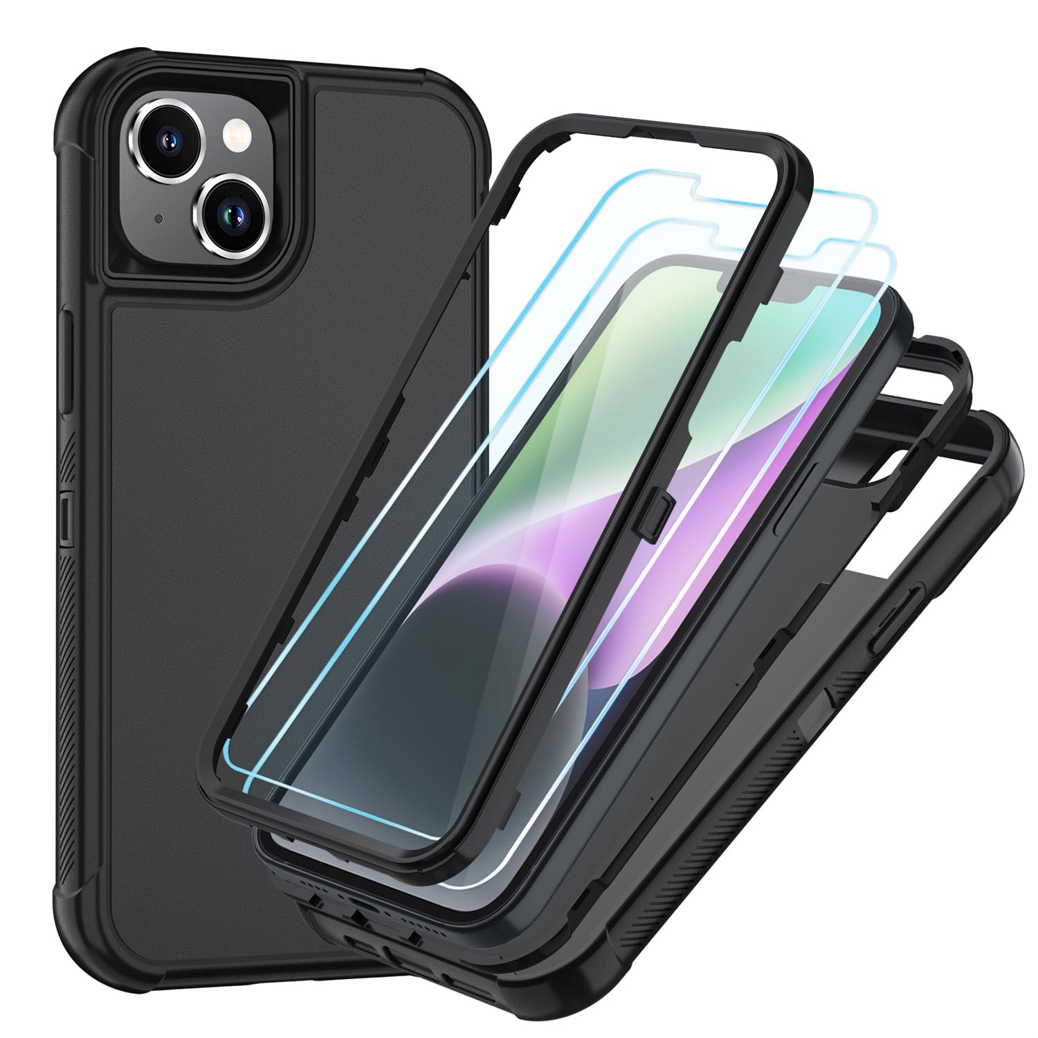SunStory 3 in 1 for iPhone 12 Mini Case/iPhone 13 Mini Case, Black