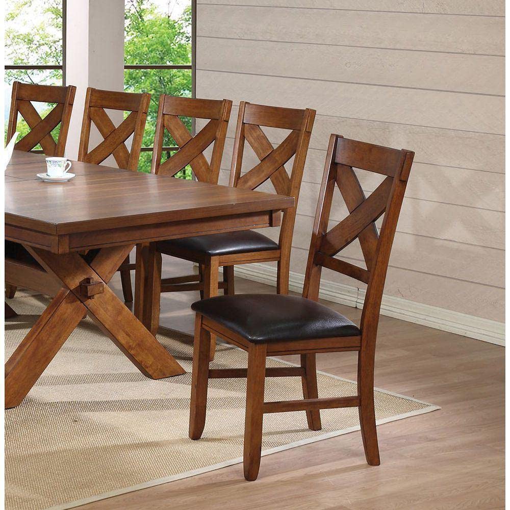 AcmeApollo Side Chair (Set-2) - 70003 - Espresso PU & Walnut