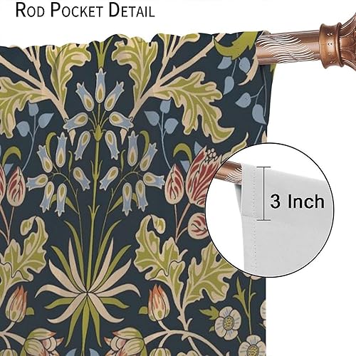 Miniatura 221 de Retro 70s Floral Blackout Window Curtains, Watercolor Flower Plant Rustic Modern Style Pattern Window Drapes, for Bedroom Living Room 42x45in 2