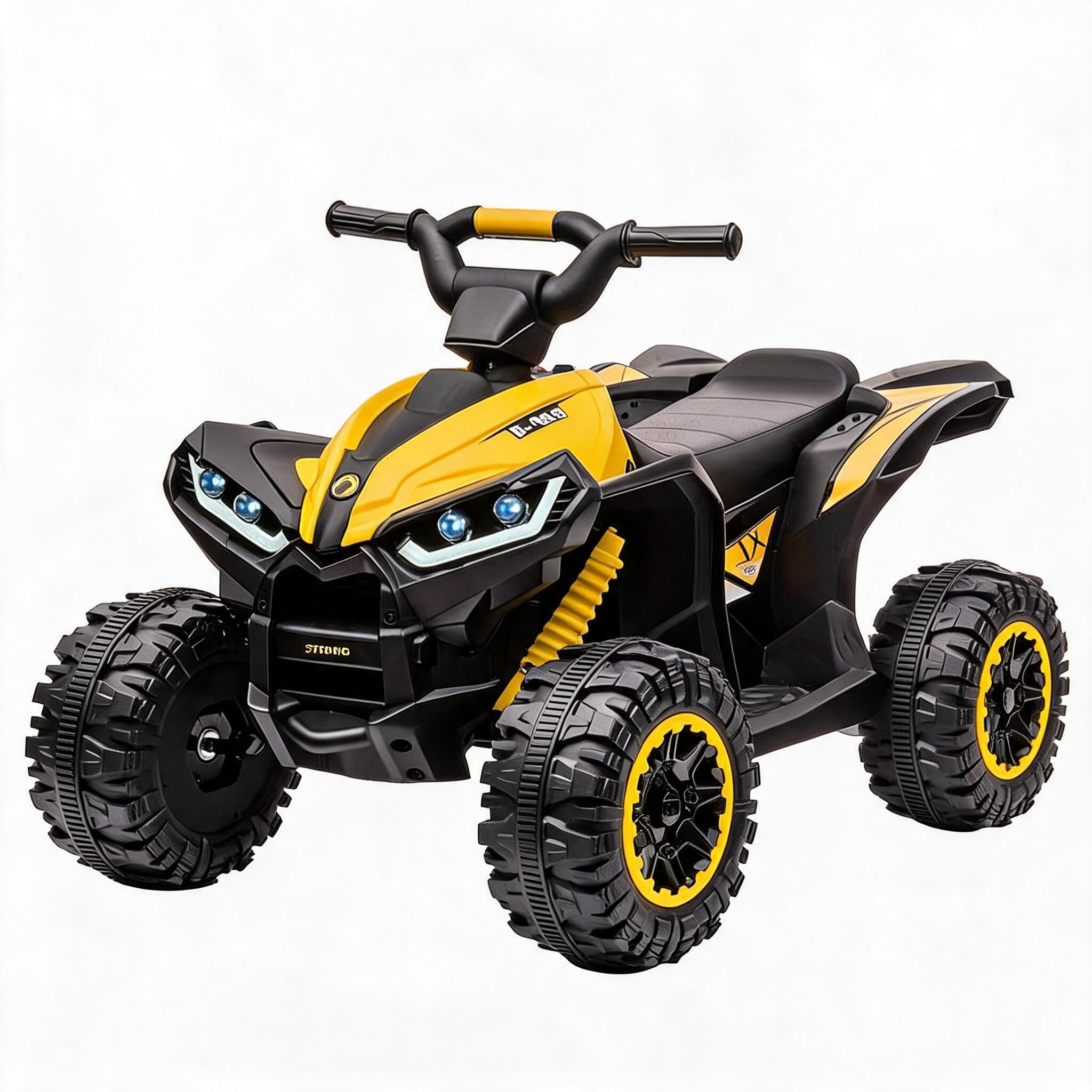 GarveeMore 12V Kids Electric Car with Remote Control, Ride on Car with LED Lights, Wireless Music, USB and Spring Suspension, Battery Powered Electric Car for Boys and Girls, Yellow — image 1