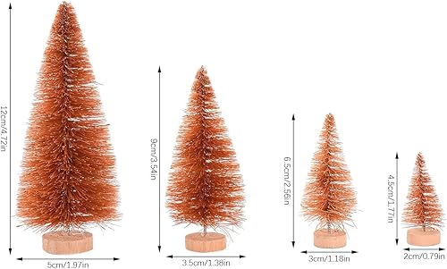 Miniatura 6 de DULRLLY 16 mini árboles de sisal de Navidad, árbol de Navidad en miniatura de escritorio con base de madera, árboles de cepillo para botellas para