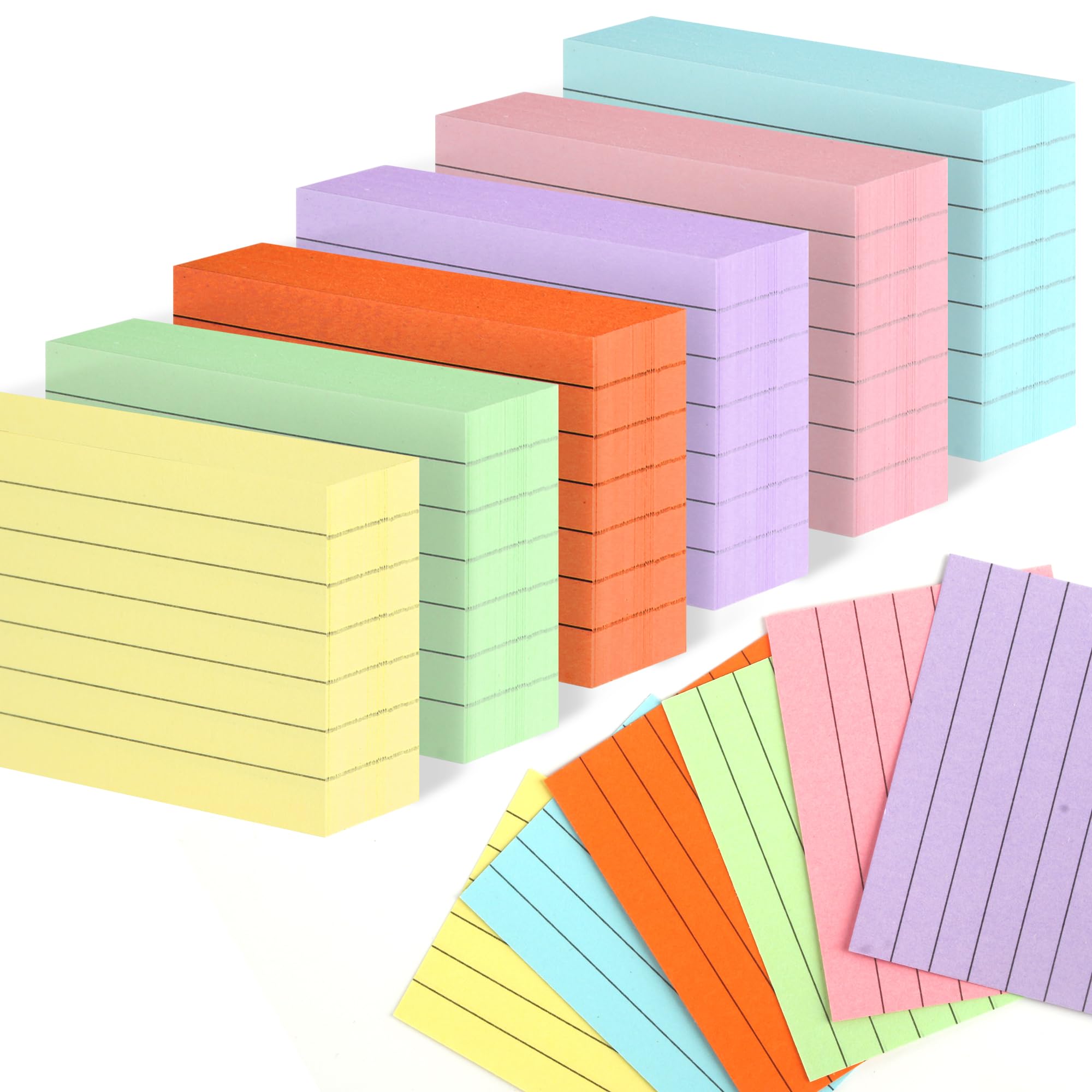 Flashcards A8 A Righe Colorate, Cartoncini per Vocabolario e Studio, 1200 PCS