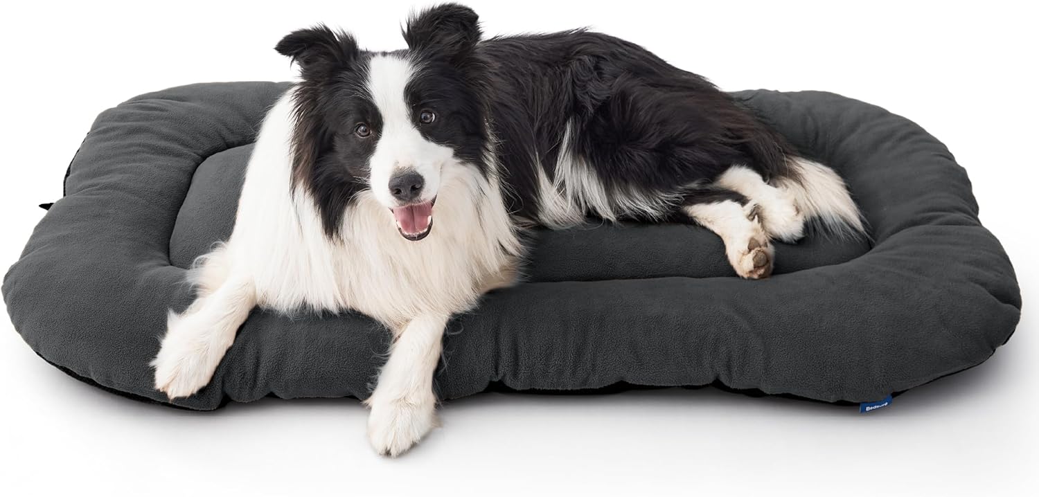 Bedsure Washable Dog Crate Pad for Extra Large Dogs, Flat Puppy Kennel Dog Bed for Crate, Ultra Soft Fleece Pet Sleeping Mat with Non-Slip Bottom, Gray XL 41"x27" 41.0"L x 27.0"W x 1.0"Th Grey