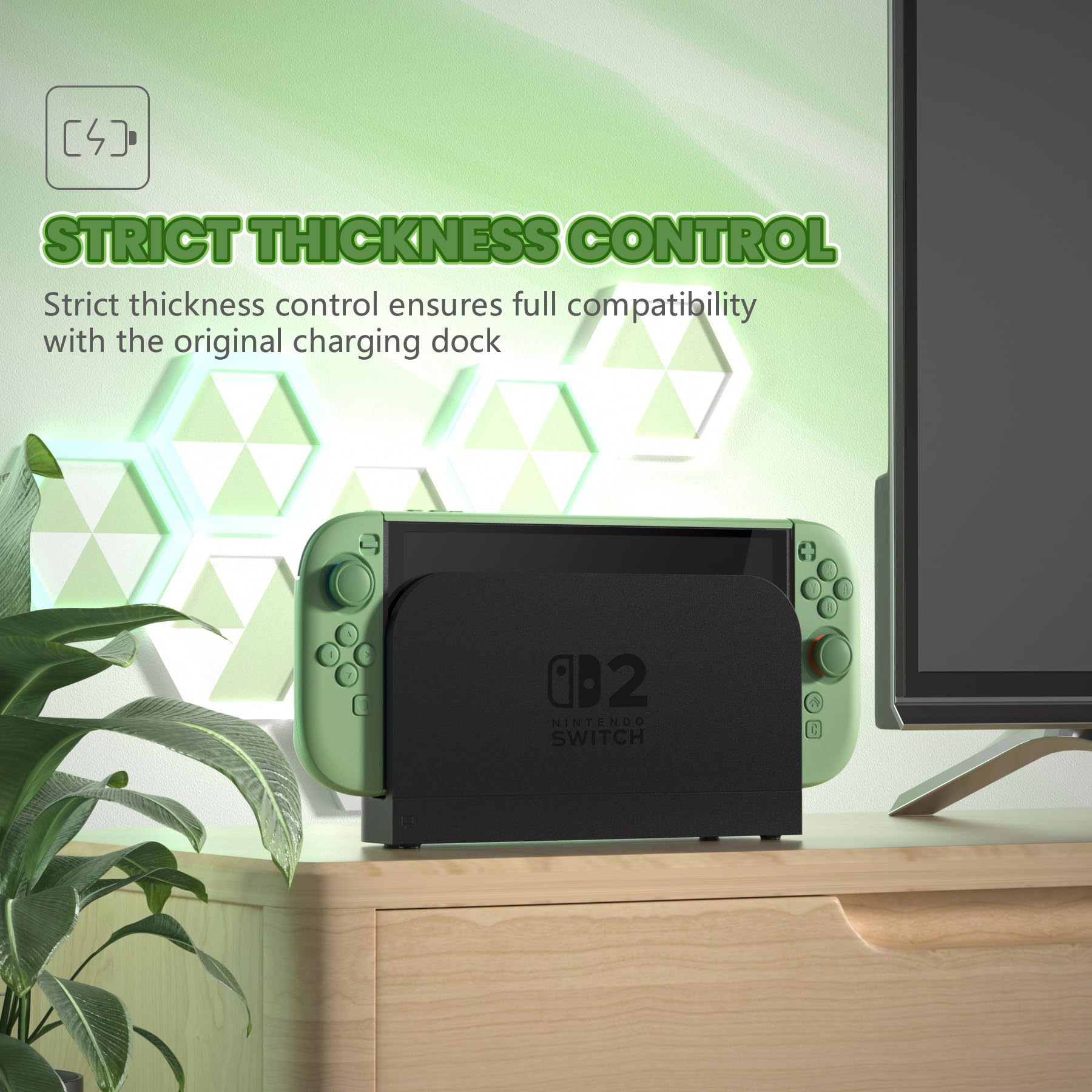 PlayVital per Switch 2 Cover Rigida Dockable, Custodia Protettiva Adesivi per Nintendo Switch 2 Console, Copri Tasti & Gommini per Joycon 2, Accessori Antigraffi Antiurti, Matcha Verde