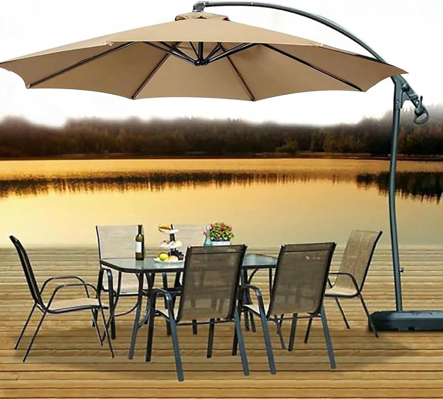 Replacement Parasol Canopy, Replacement Parasol Cover 2M 2.7M/3M+6 Arms/8 Arms Replacement Parasol Fabric Cover UV 50+ Protection Garden Canopy For Garden Patio Yard Beach(Khaki,8 ribs-3m(9.8ft))