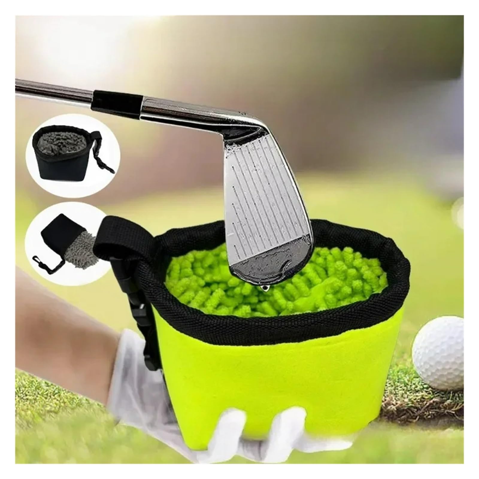 limpiador de palos de golf Bolsa de limpieza golf con clip desmontable