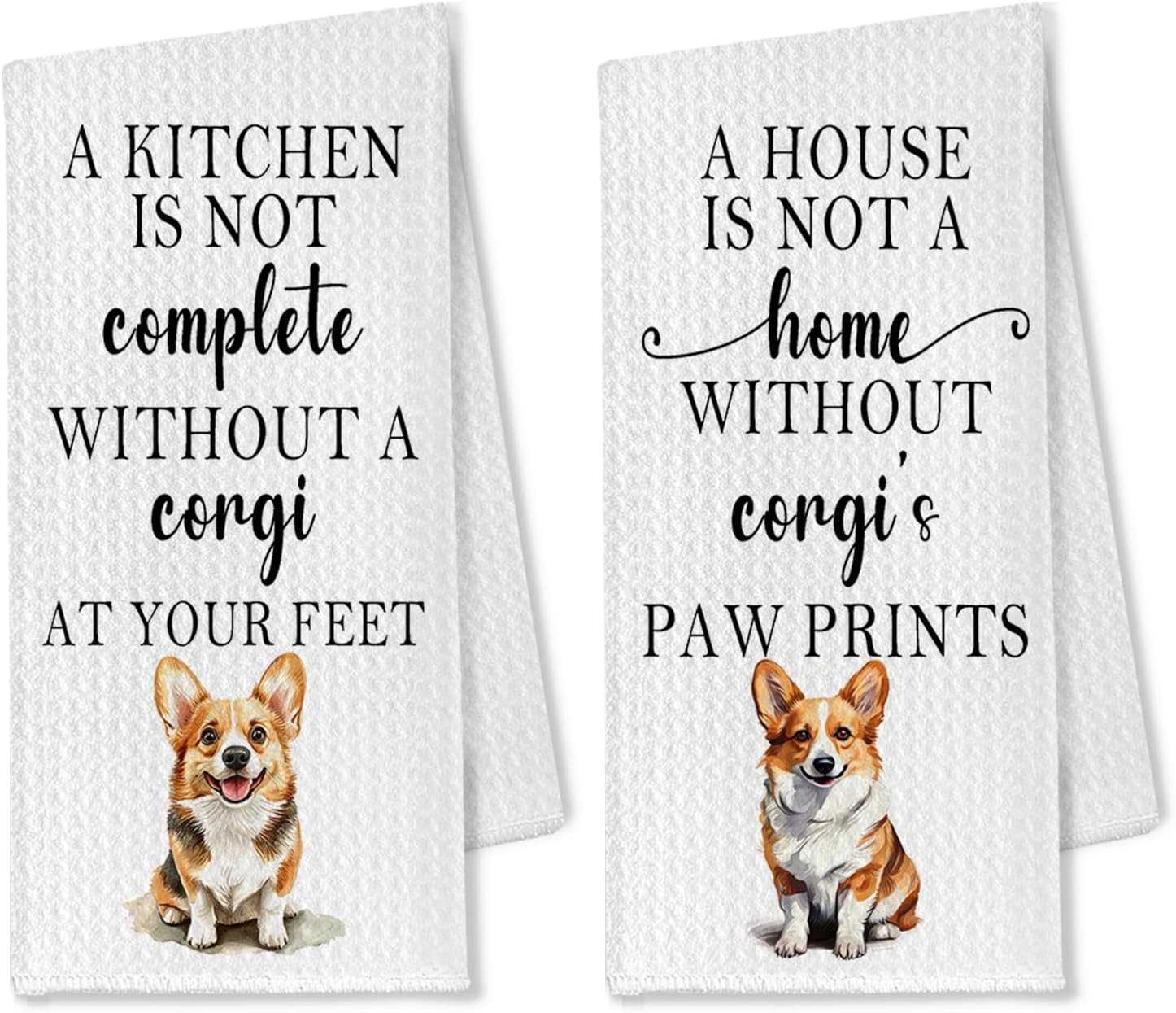 Corgi Kitchen Towels Set of 2, Dish Towels for Corgi Lovers, Gifts for Women, Decor, Dog Hand Towels for Bathroom, 16x24 Inches Corgi Casual