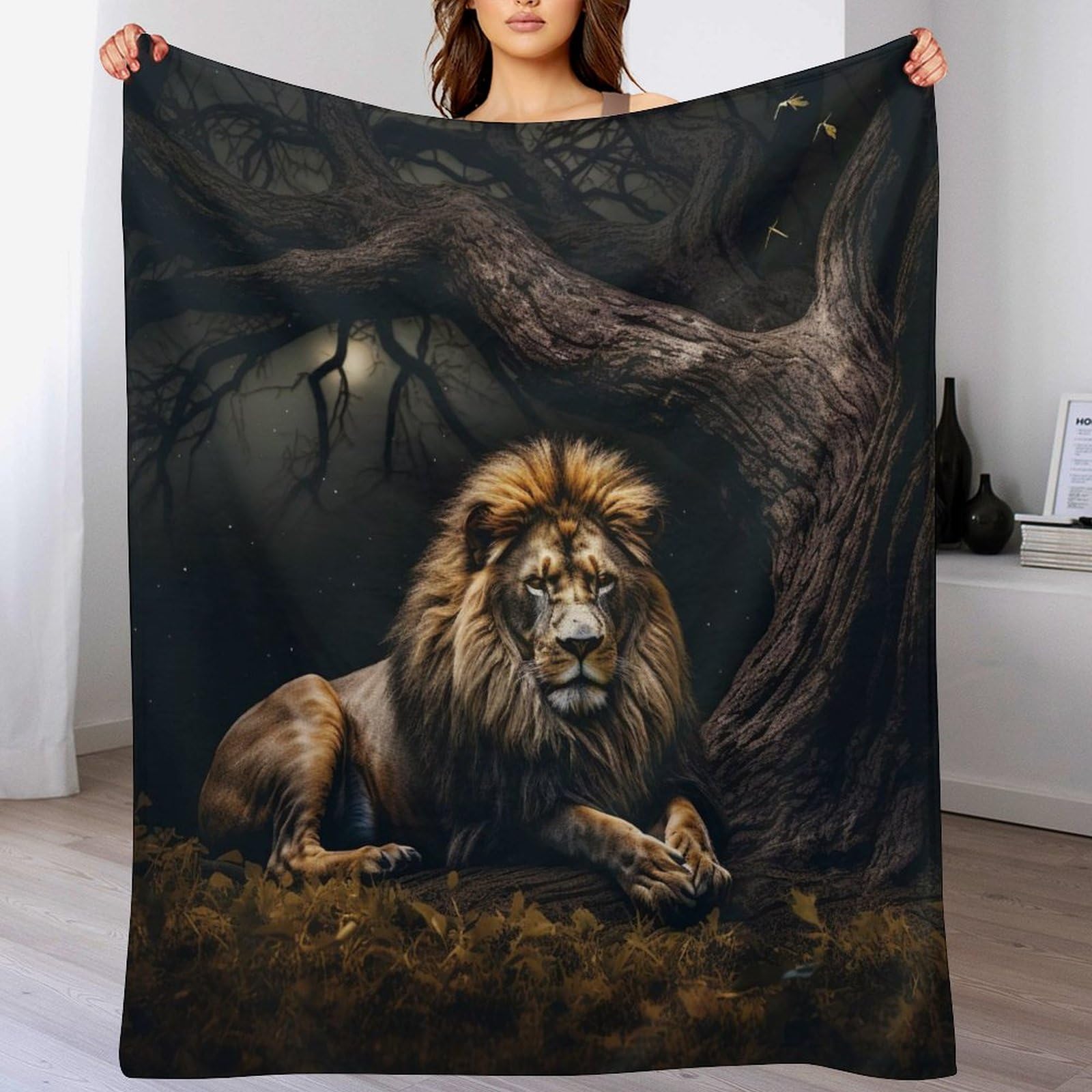 Couverture lit douce couverture canapé motif lion 140x180cm
