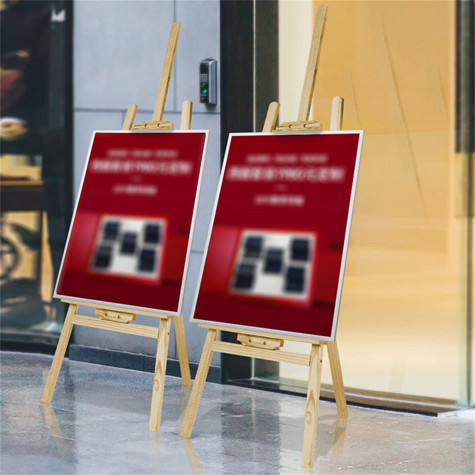 Sztaluga ekspozycyjna, 150 cm/175 cm, drewniana sztaluga malarska w kształcie litery A Regulowana/składana sztaluga do wyświetlania znaku ślubu, plakatu (A 61 * 175 cm)