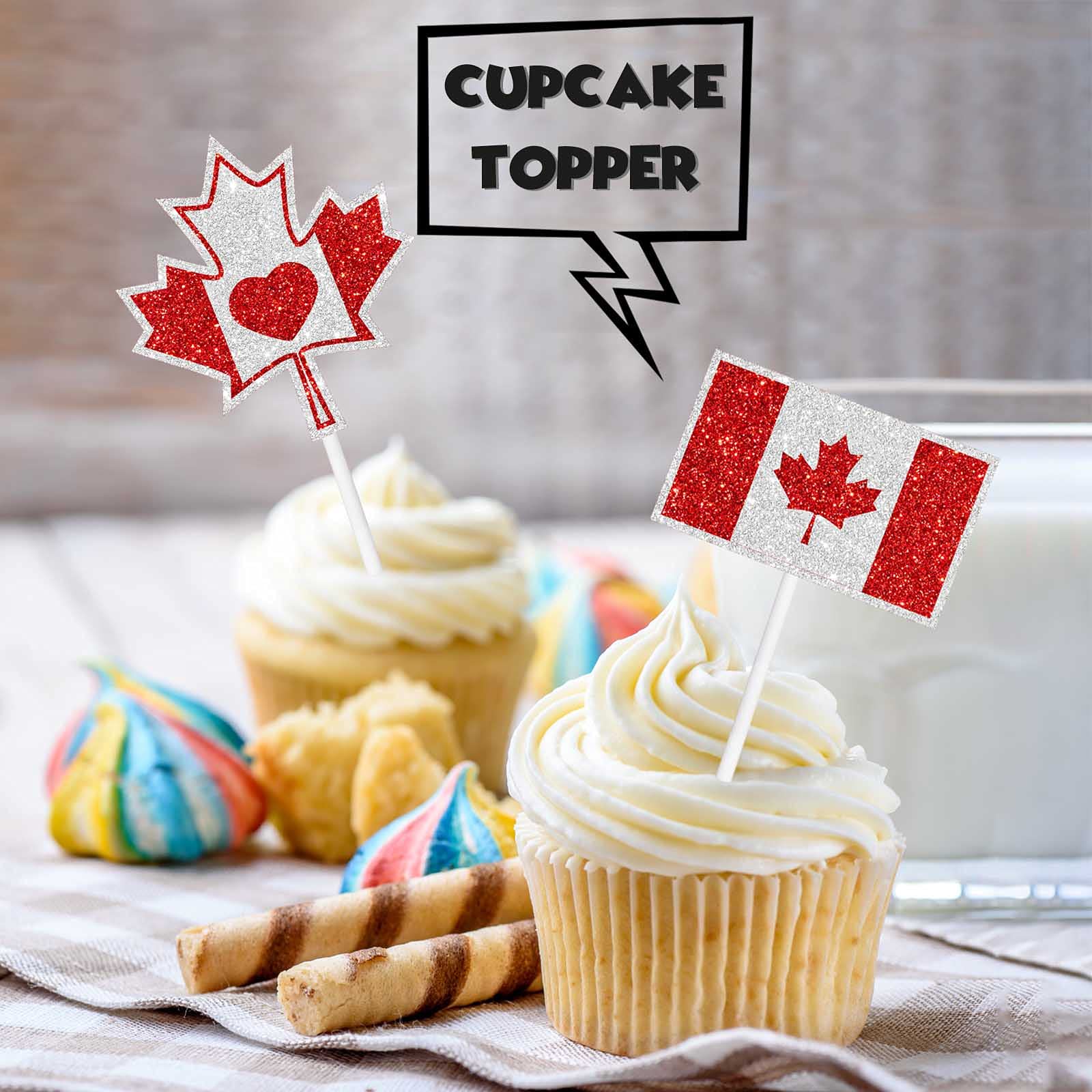 Happy Canada Day Cupcake Toppers – 24-Pack Patriotic Decorations For July 1st Parties