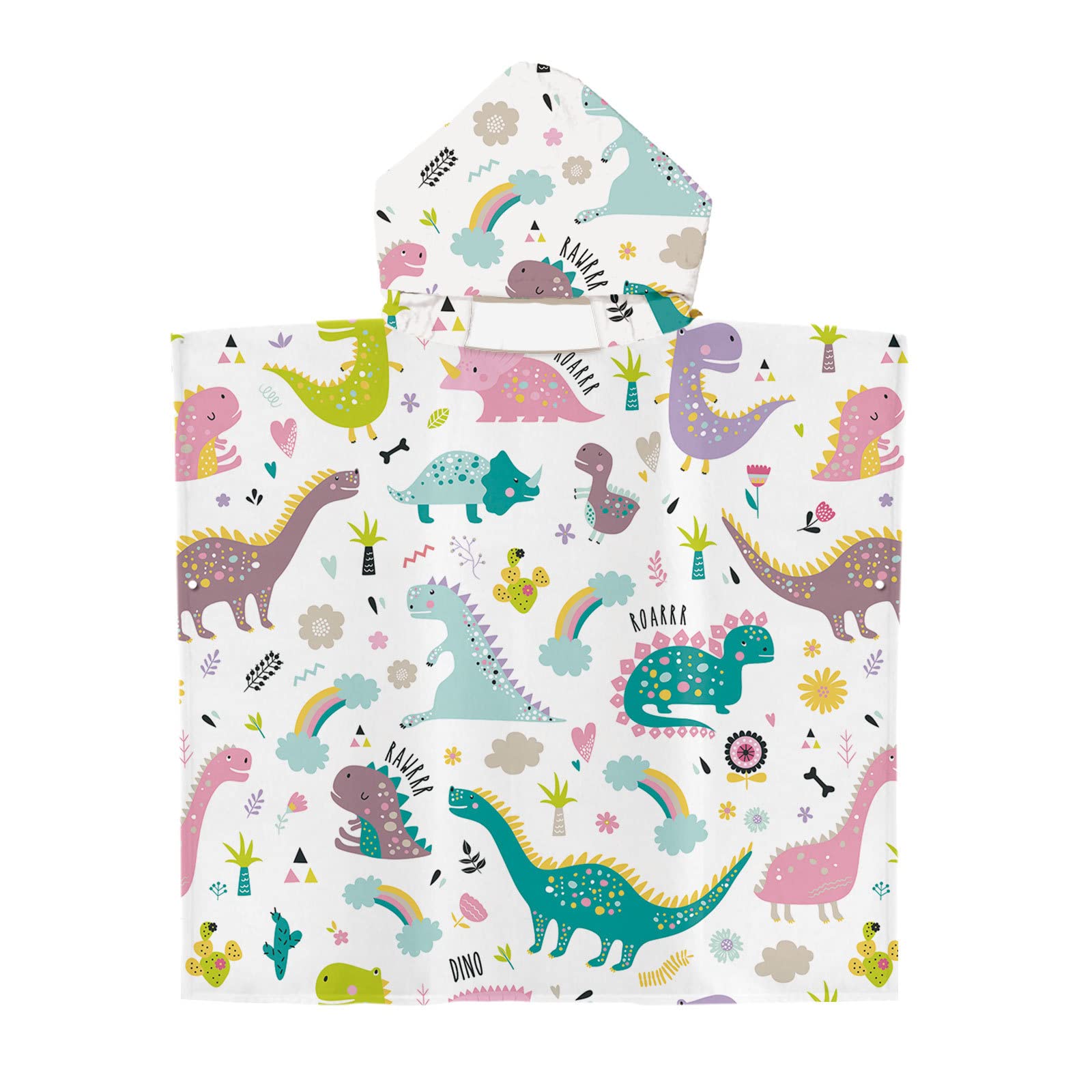 Serviette De Plage à Capuche Dinosaure - Poncho De Bain Microfibre Pour Enfants 1 à 5 Ans, Serviette Cape Garçon Fille 55x115cm