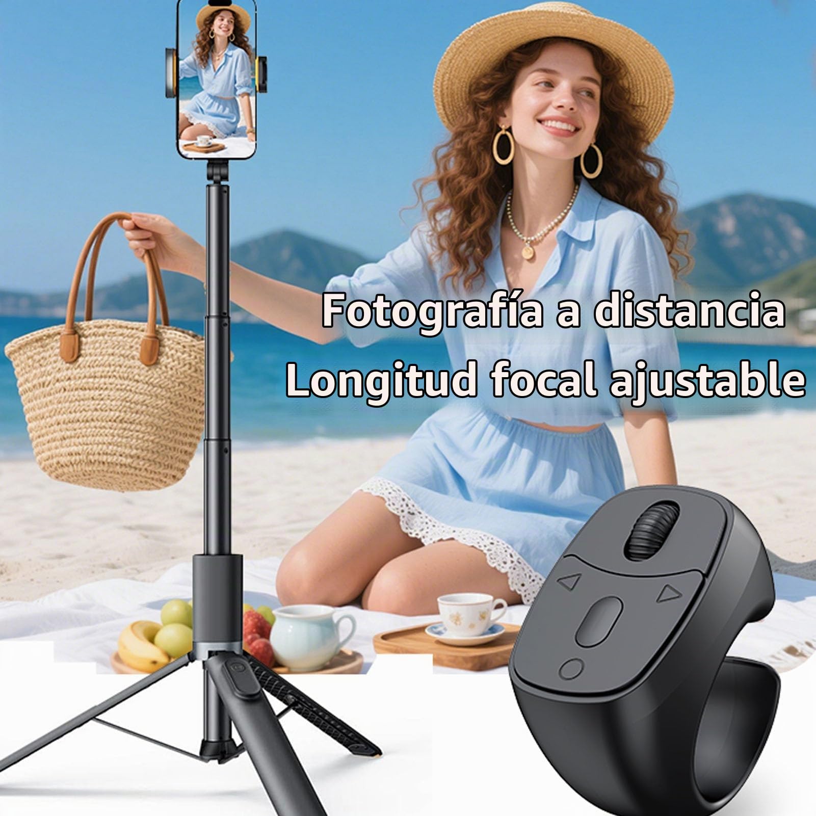 Annadue Anillo de Desplazamiento Remoto para TikTok, Cámara Multifuncional, Grabación de Vídeo, Volteador de Páginas Bluetooth, Anillo de Desplazamiento Bluetooth Control Remoto para (Black)