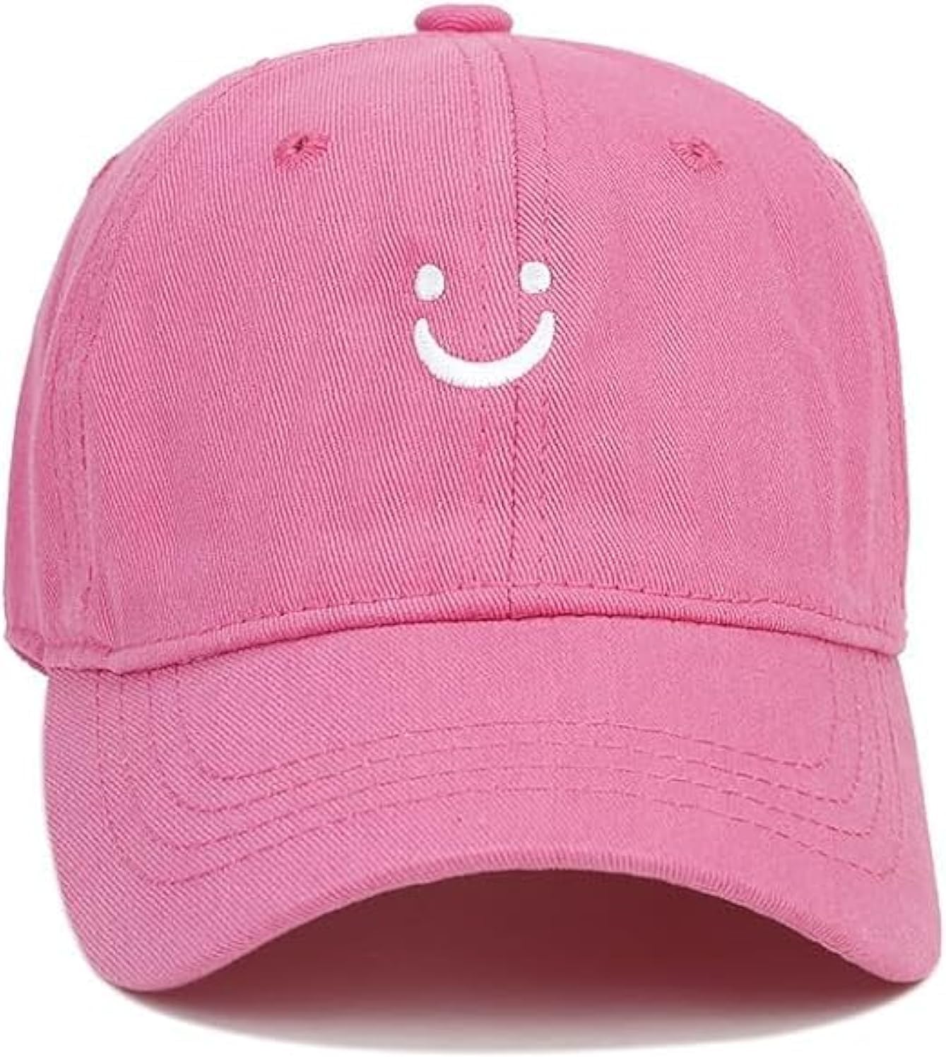 Kids Smile Face Baseball Cap, Adjustable Unstructured Cotton Sun Hat, Low Profile Baseball Cap, Happy Dad Hat, Solid Color Hat, Toddler Children Cap, for 3-7 Years Boys Girls
