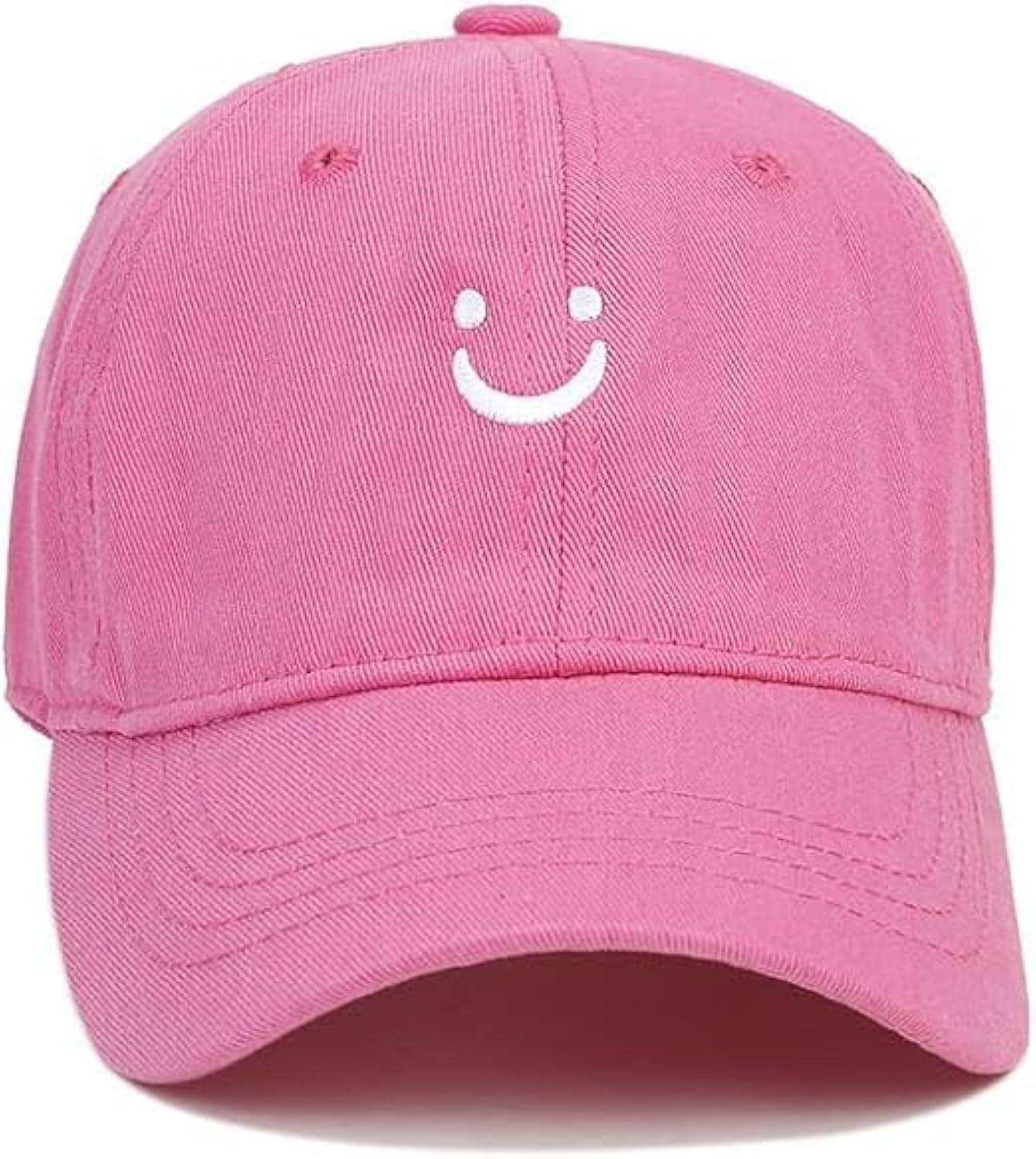 Kids Smile Face Baseball Cap, Adjustable Unstructured Cotton Sun Hat, Low Profile Baseball Cap, Happy Dad Hat, Solid Color Hat, Toddler Children Cap, for 3-7 Years Boys Girls