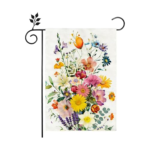 Spring Summer Colorful Floral Garden Flag 12x18 Inch Double Sided