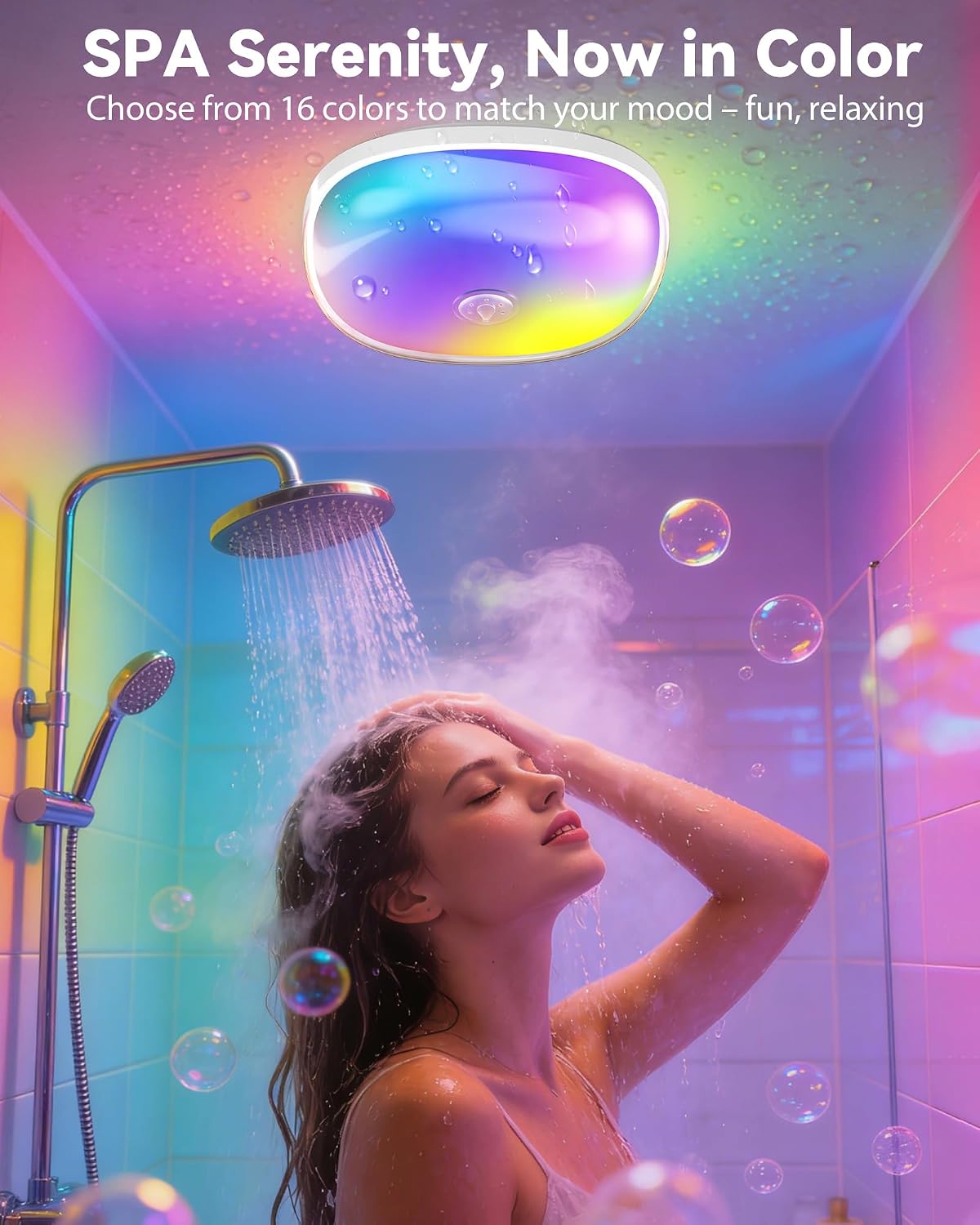 Wireless Shower Light Waterproof, Spa Mood Lighting Shower Decor Multicolor
