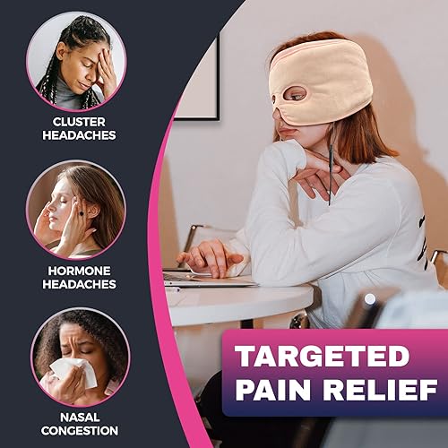 Miniatura 6 de Máscara de alivio de presión sinusal de calor húmedo con 3 ajustes de calor, almohadilla térmica extra grande para ojos, sinusitis, migraña