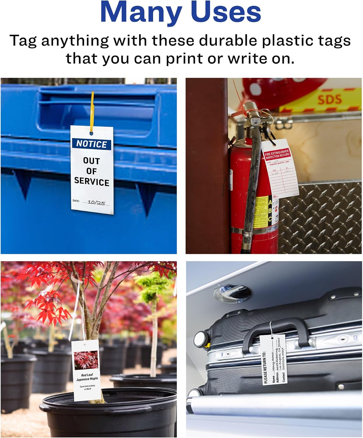 Avery UltraDuty Printable Plastic Hang Tags, 5.5" x 2.83", White Blank Tags, 50lb Pull-Strength, 60ct (62400) image 4