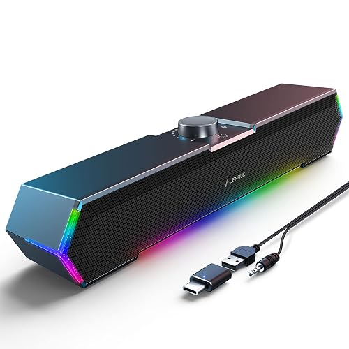 LENRUE G11 Computer Speakers for Desktop, Touch Lights PC Speakers with Surge Clear Sound