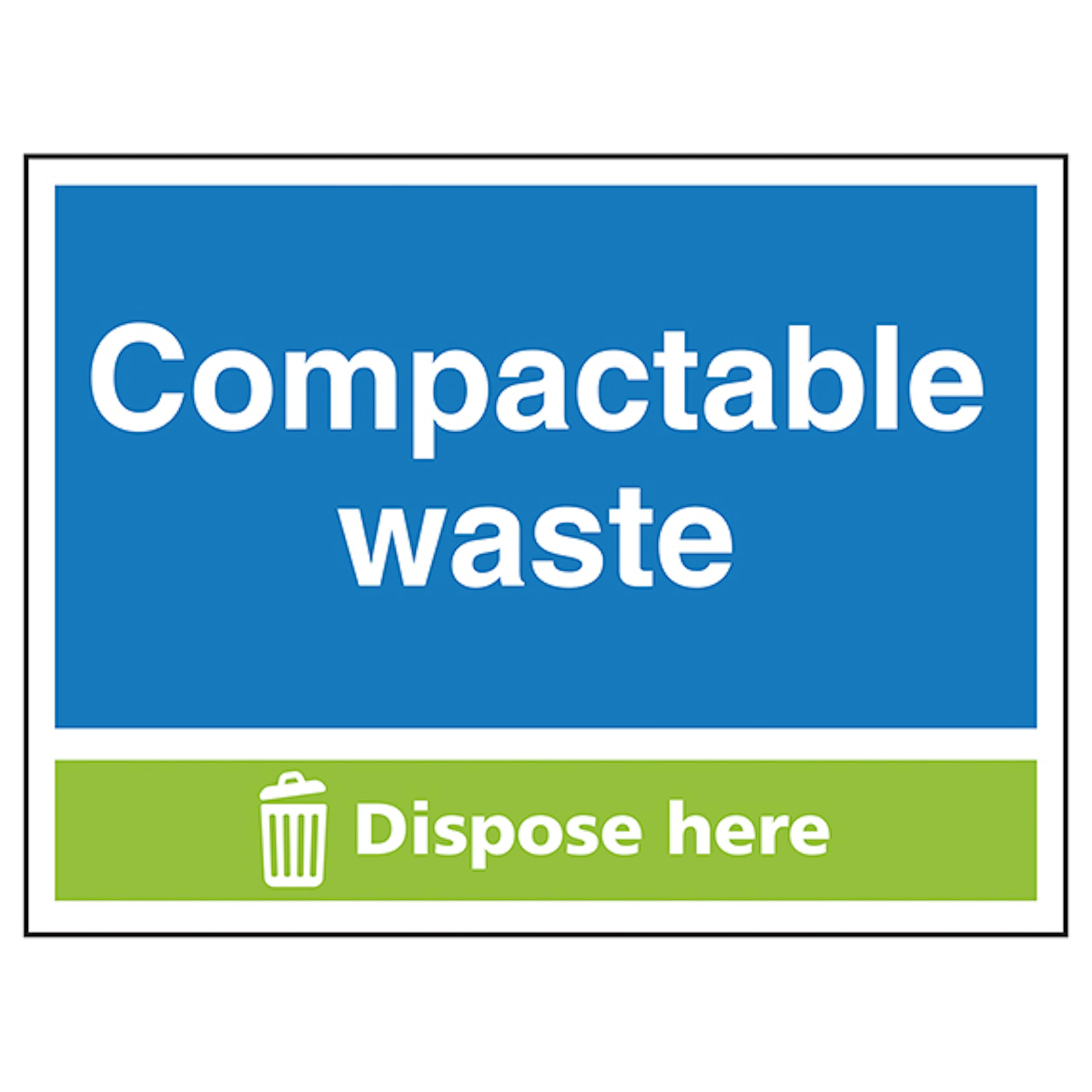 V Safety Compactable Waste Dispose Here 400 x 300 mm - 1mm Rigid Plastic Safety Sign