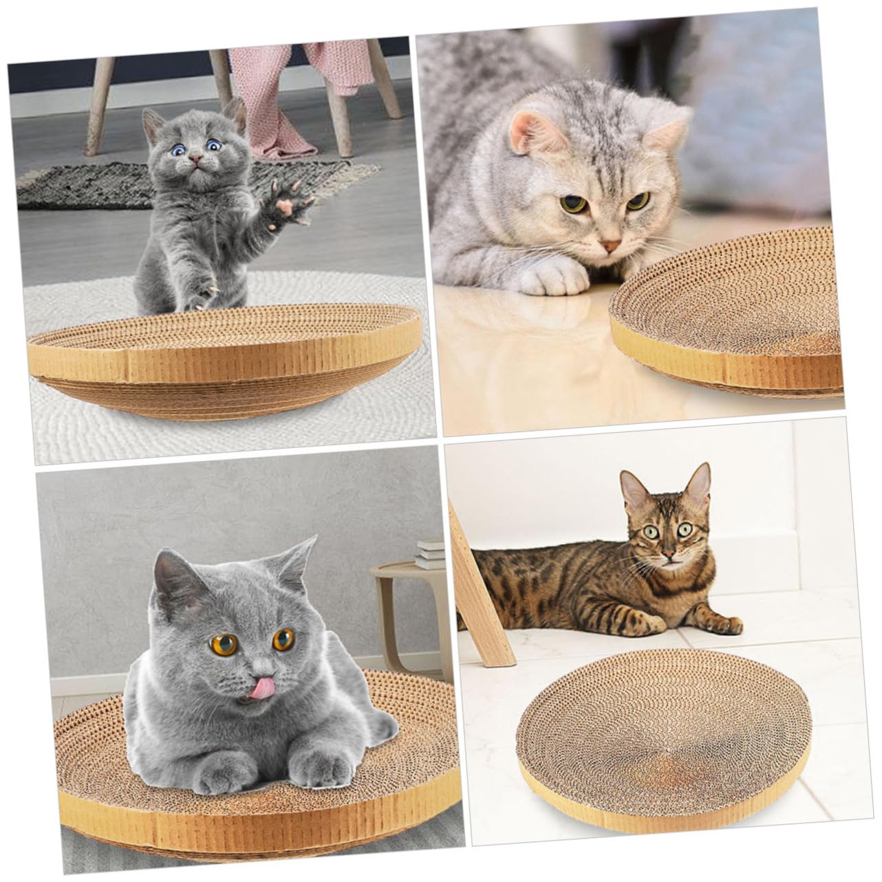 2 Stück Runde Katzenkratzbretter aus Wellpappe, Ersatz für Kratzbaum