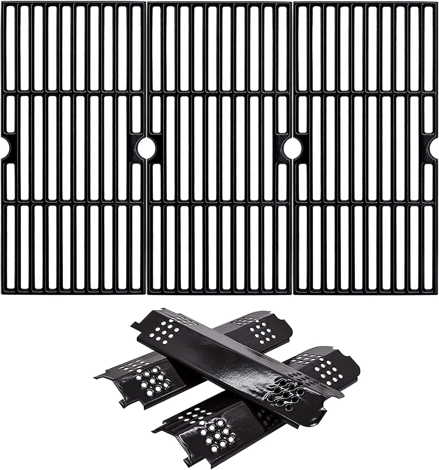 Adviace Grill Replacement Parts for Charbroil Gas2Coal 463370519, 463370516, 463340516, 463336818, 463341918, 463370518, 16 15/16 Inches Cast Iron Cooking Grates, Heat Shield Tents Plates.