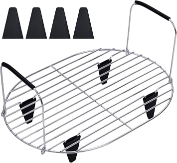 Steam and Roast Rack Compatible with Ninja Foodi Possible Cooker Pro 8.5 Qt MC1000, MC1001, MC1010 Series Slow Oval Pot, Stainless Steel Rack with Silicone Feet and Handles