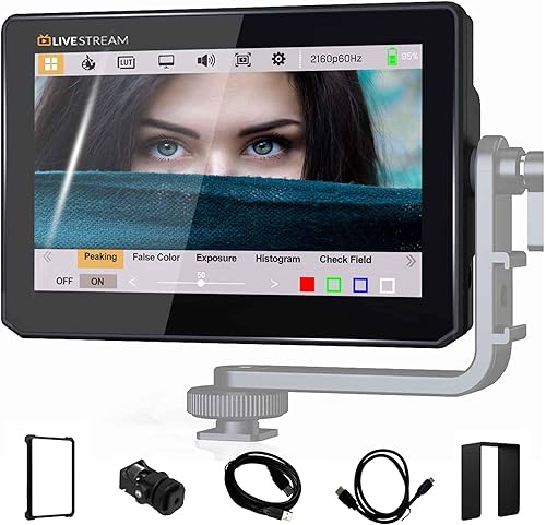 VIDEOGEAR Monitor de cámara PTZ de 5 pulgadas con tarjeta de captura 4K para transmisión en vivo de la iglesia, monitor de cámara DSLR con control