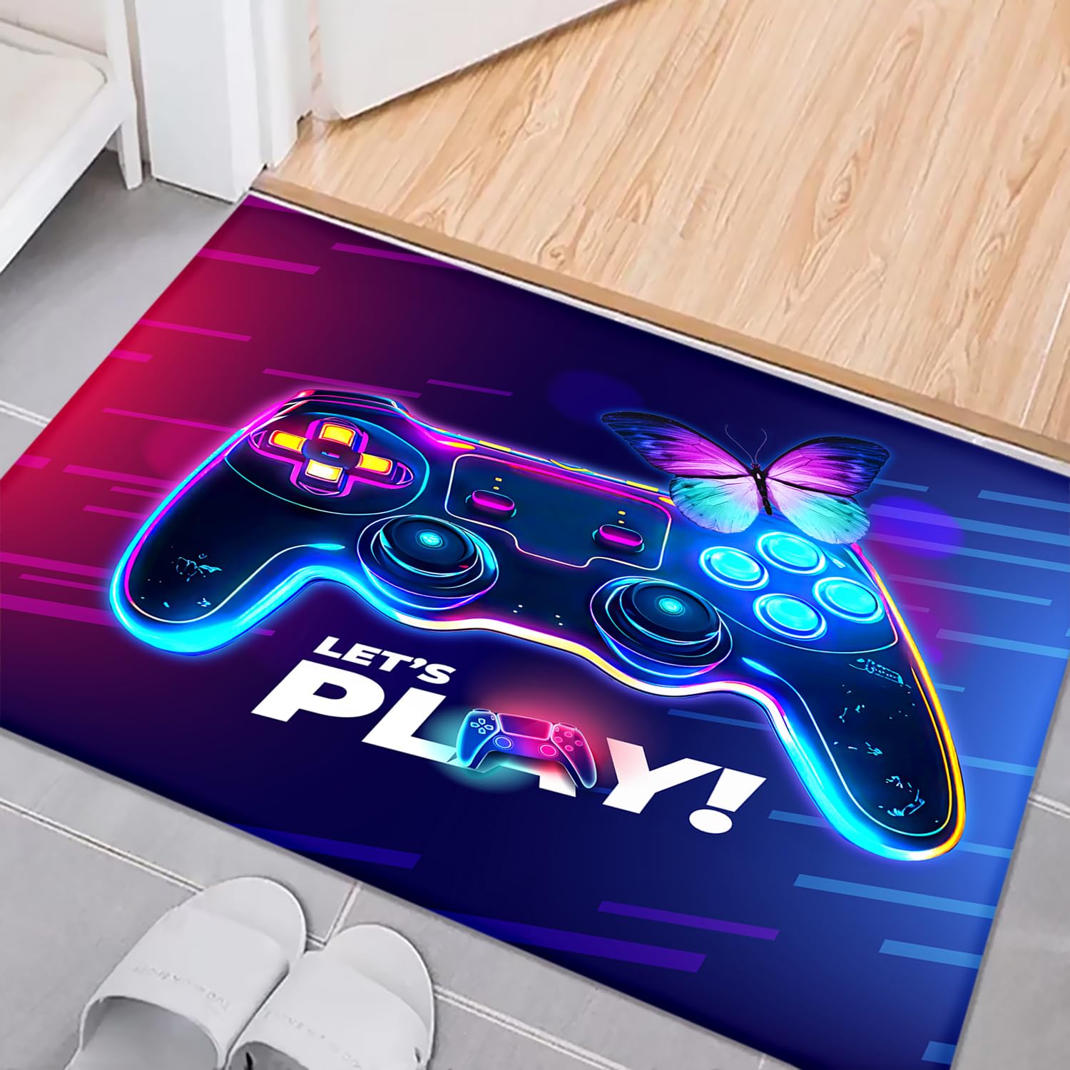 HOSIMA Tapis de manette de jeu, tapis de sol doux, pour chambre à coucher, tapis de sol antidérapant, à poils courts, tapis de sol moelleux lavable (manette de jeu 100 x 150)