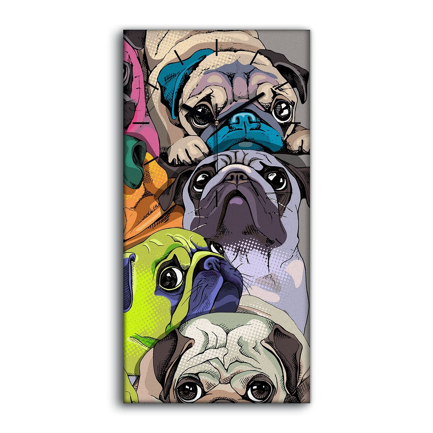 Horloge sur Toile Anti-Bruit Pop Art 30x60cm Horloge Murale sans Tic-Tac