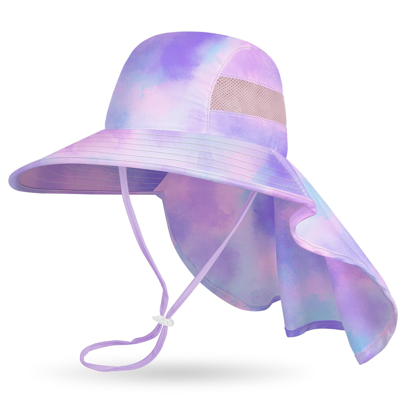 MHJY Kids Sun Hat Girls UV Protection Summer Hats Adjustable Beach Cap Unicorn Bucket Hats with Wide Brim Neck Flap for Toddlers 2-9 Years — view 10