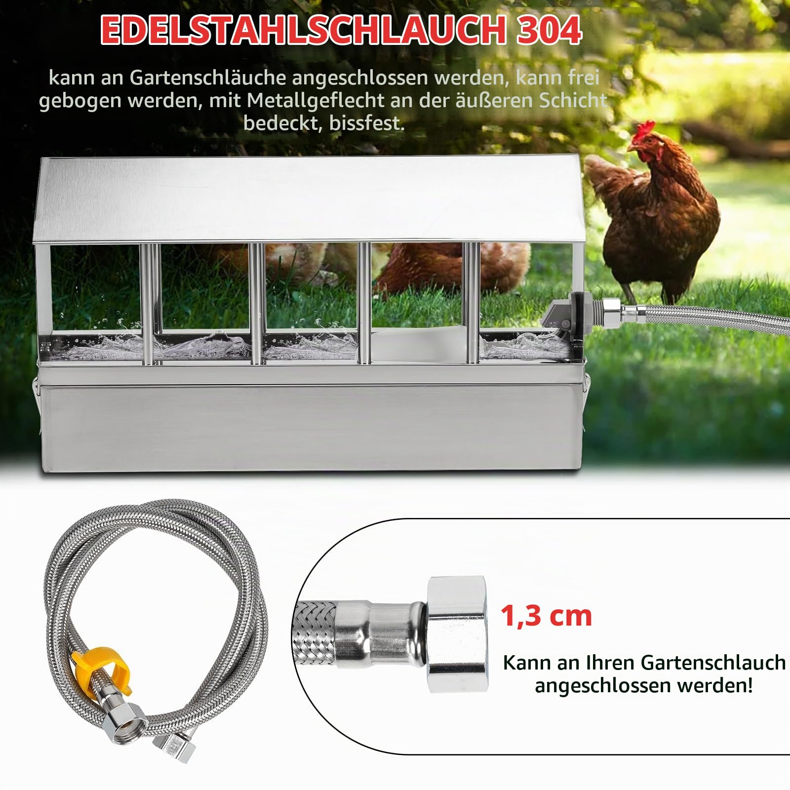 Automatische Hühnertränke Edelstahl GeflüGeltränke mit Schwimmerventil