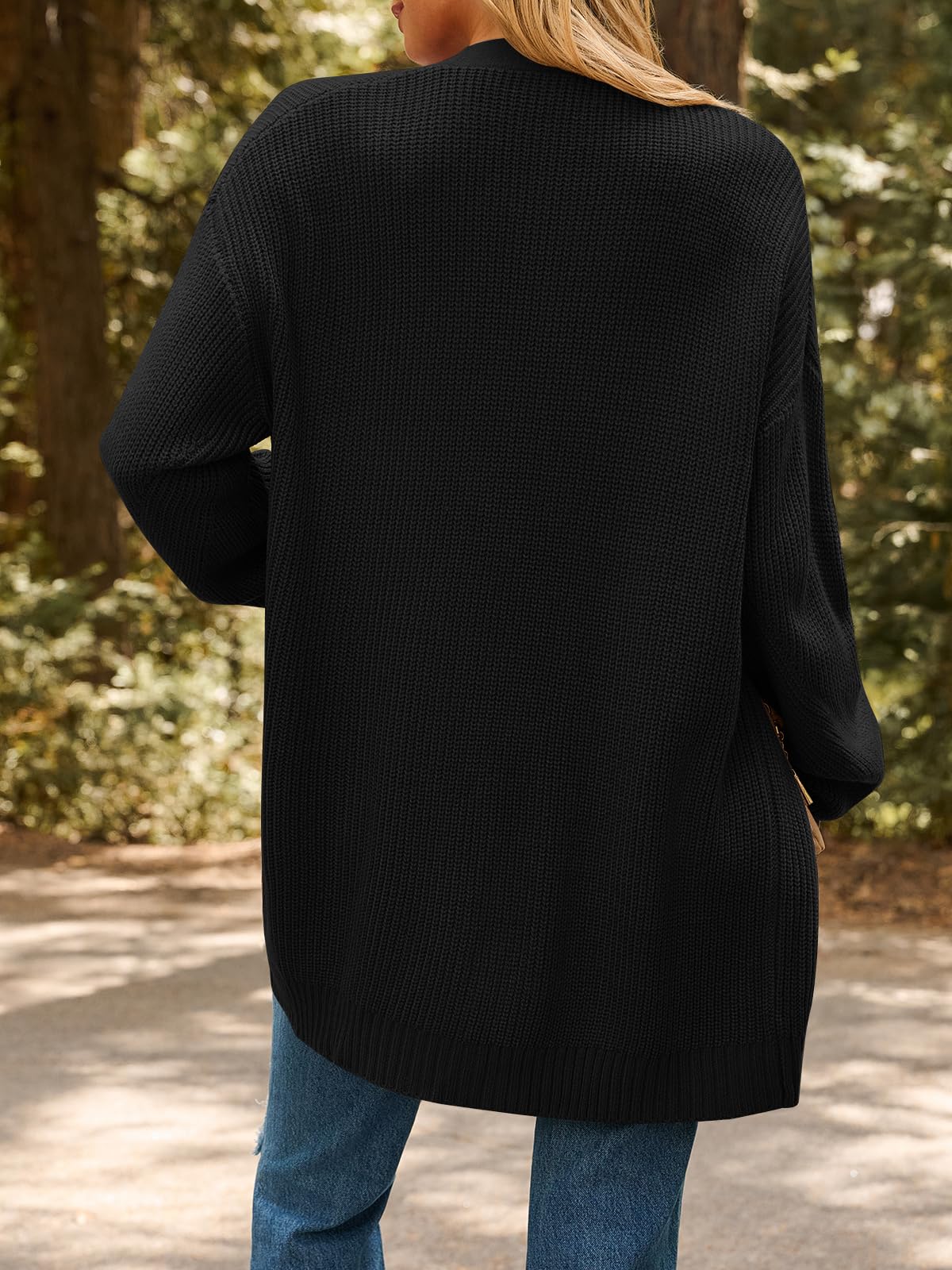 LILLUSORY Damskie kardigany oversize miękki dzianinowy sweter z kieszeniami