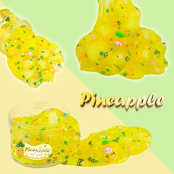 Slime Kit - 3 Pack Jelly Cube Clear Crunchy Slime with Blue, Watermelon and Pineapple Charms, Preppy Aesthetic Stuff, Cute Stress Toys Cool Birthday Gifts Ideas for Girls and Boys