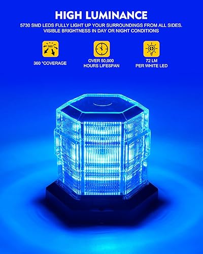 Miniatura 2 de LUMENIX Luz de baliza azul 72 LED de advertencia de emergencia intermitente luces estroboscópicas magnéticasmontaje de tornillo para POV policía
