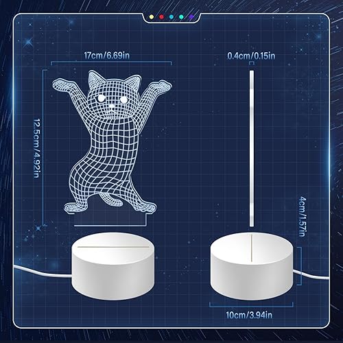 Miniatura 6 de Divertida lámpara de regalo para amantes de los gatos, regalo bailarín, luz nocturna de gato regulable, ilusión 3D, lámpara de noche, decoración de