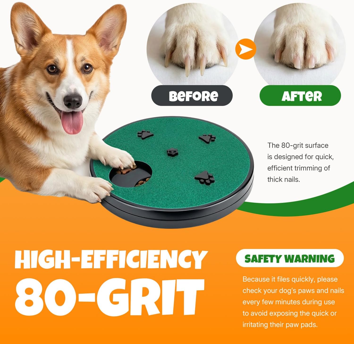 Mcbazel Dog Nail Scratch Board for Large & Small Dogs, 13" Upgraded Rotatable Dog Scratch Pad for Nails with Treat Box, Trimmer Grinder Filer, Stress-Free Alternative to Clippers [1 Extra Pad]