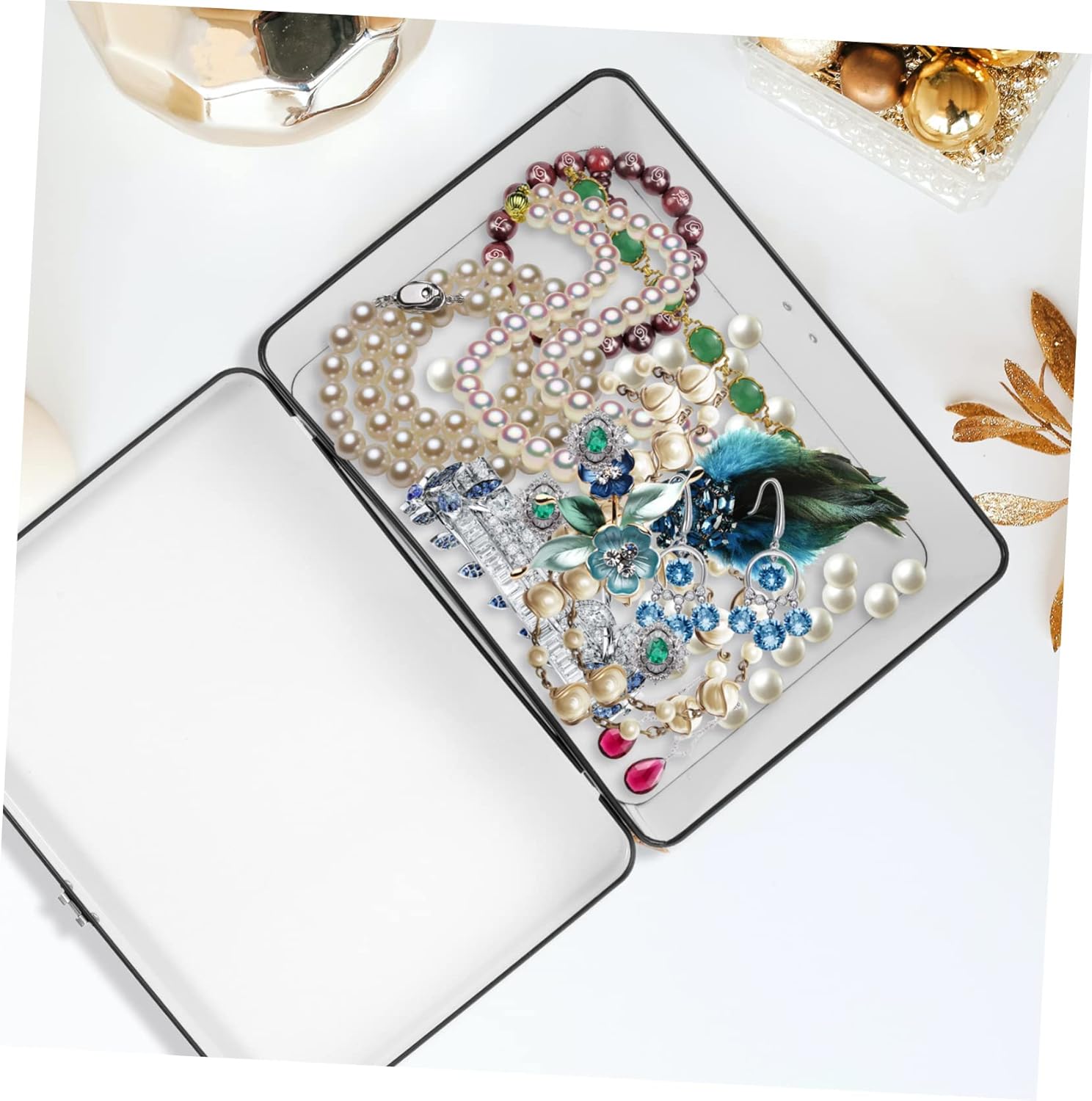 Cabilock Decorative Tinplate Storage Box with Lock 6.88X5.11X2.95 Inch Vintage Small Organizer for Jewelry Desktop and Home Storage Container