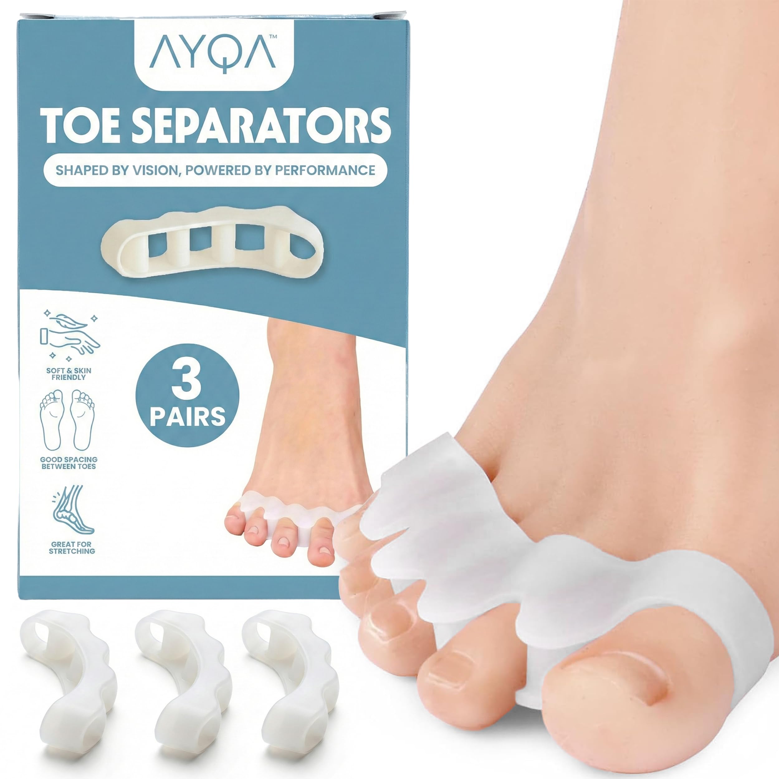 6 Pcs Silicone Toe Separators & Toe Spacers for Men and Women – Soft Gel Toe Spreaders for Overlapping and Bent Toes, Alignment Support, Comfort Relief, Balance and Relaxation
