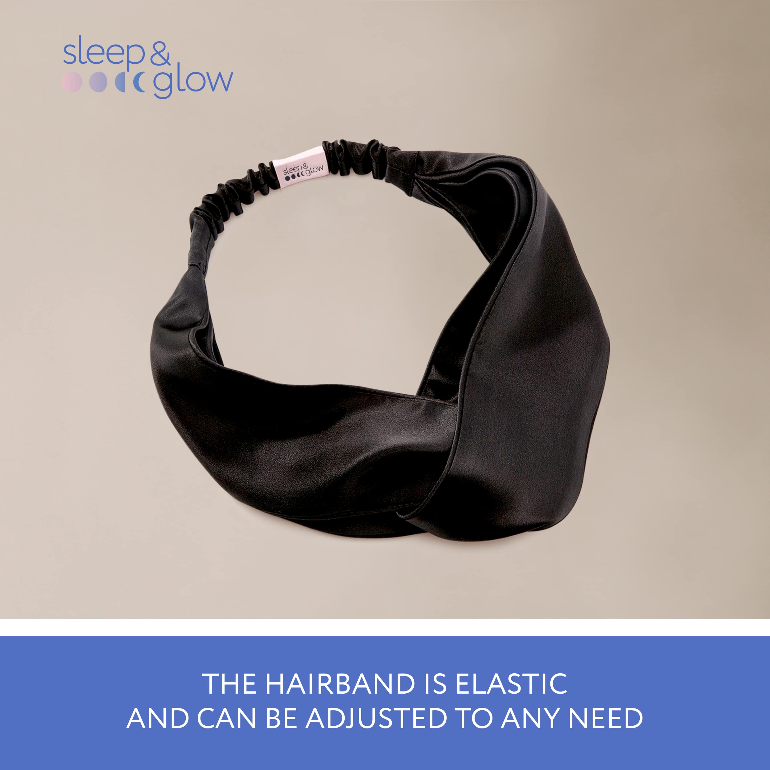 Brand New Black Knotted Mulberry Silk Headband Pure Mulberry Silk Flat Headband - Set Of Two - Black | Soft  main image 3