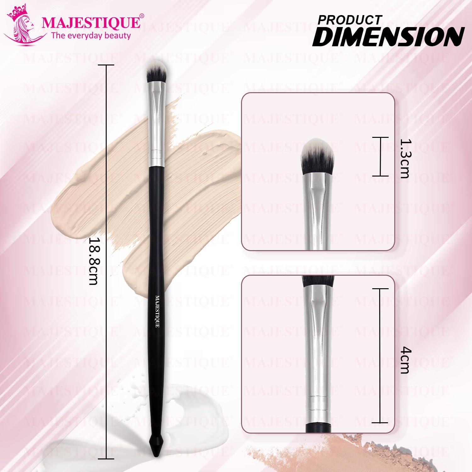 Concealer Makeup Brush By Majestique Professional Cosmetic Make Up Brush for Blending Liquid Cream Full Coverage High Light Brightening - FC35