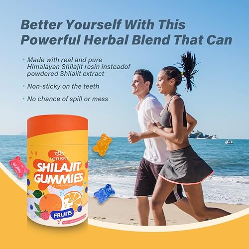 Miniatura 14 de Shilajit - Gomitas puras doradas Ashwagandha, Gokshura Ácido fúlvico y más de 85 minerales traza para hombres y mujeres Sin OMG Probado