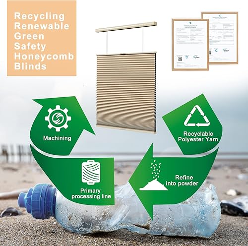 Miniatura 5 de Persilux Persianas Opacas de Tamaño Personalizado de Arriba Hacia Abajo y de Abajo Hacia Arriba para Ventanas, Persianas Celulares sin Cordón,