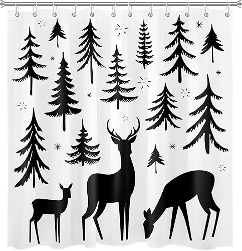 Miniatura 9 de Pink Christmas Shower Curtain Funny Snowman with Xmas Ball Gift in Snow Scenery Shower Curtain Snowy Pine Branch Fabric Shower Curtain Set for