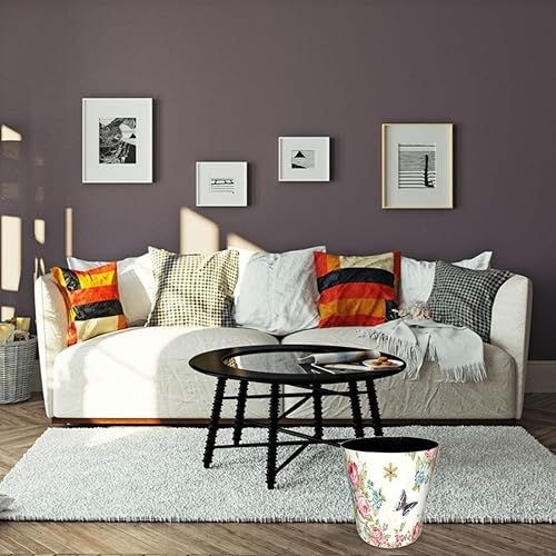 Miniatura 3 de Papelera decorativa de piel sintética de 10 litros2.64 galones, impermeable, papelera, para el hogar, oficina, baño, color rosa y mariposa