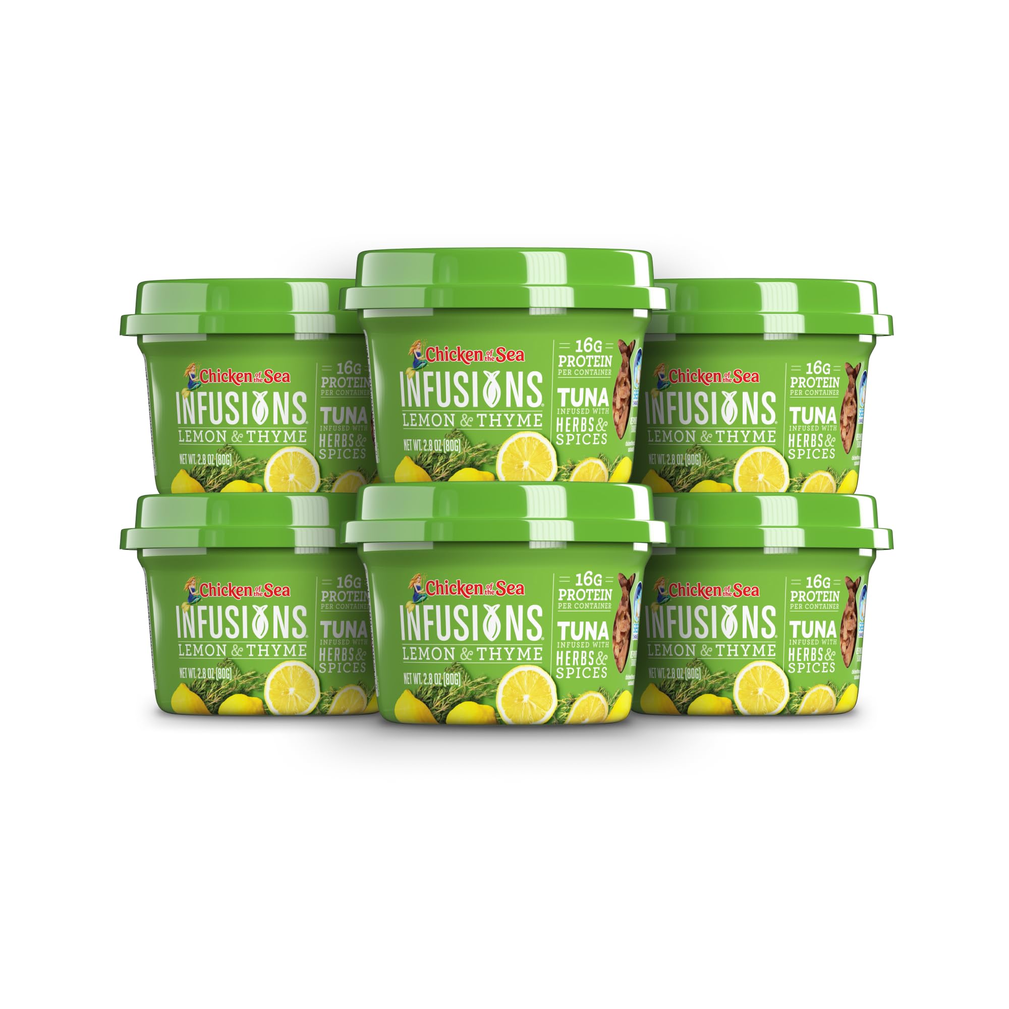 Chicken of the Sea Infusions Tuna, 2.8 Ounce Cups (Pack of 6), Wild Caught Tuna, Lemon & Thyme