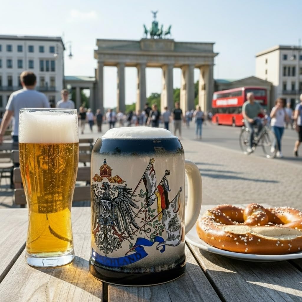 Bierkrug mit Deutschland-Motiv 0,5L – Klassischer Steinkrug als Geschenk für Papa, Männer & Bierliebhaber – Ideal für Geburtstag, Bierfest & besondere Anlässe (Schwarz)